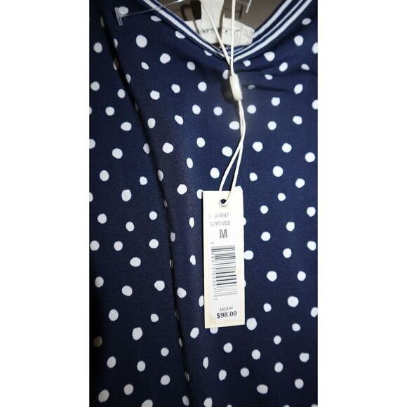 Max Studio 8903W47 Women's Sz M Navy Blue Polka Dot Romper $98 - Picture 9 of 9
